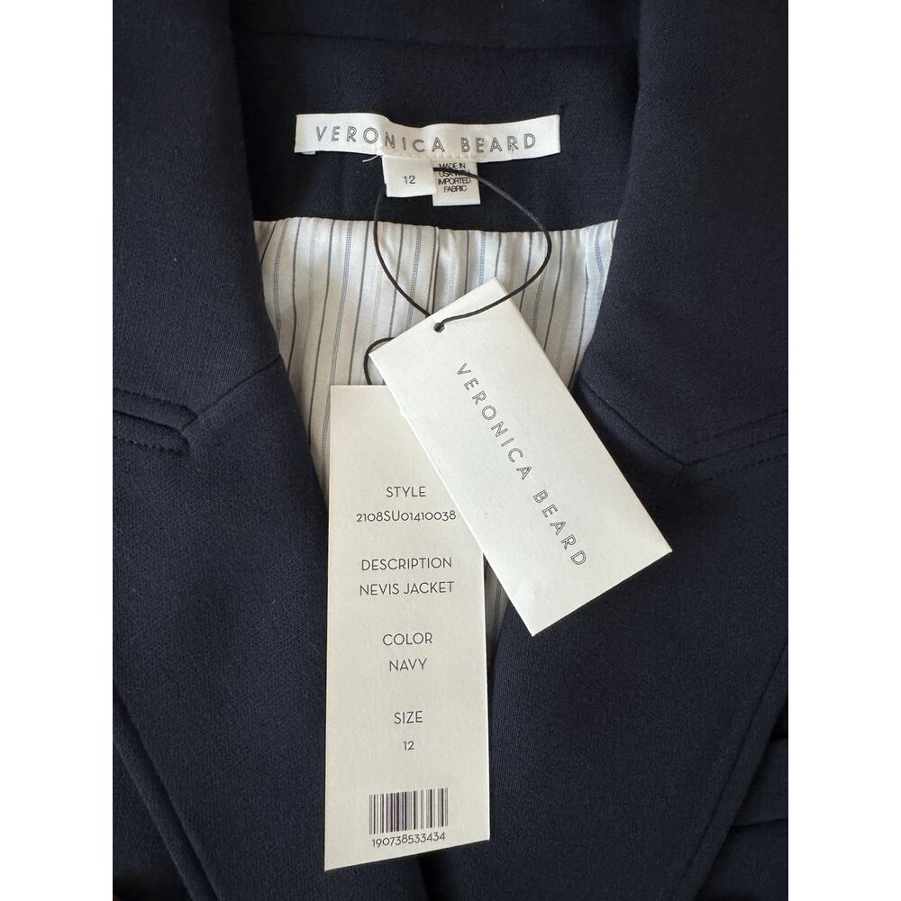 Veronica Beard Blazer Navy Blue Navis Cropped Dickey Jacket Womens 12 NWT - Picture 3 of 11